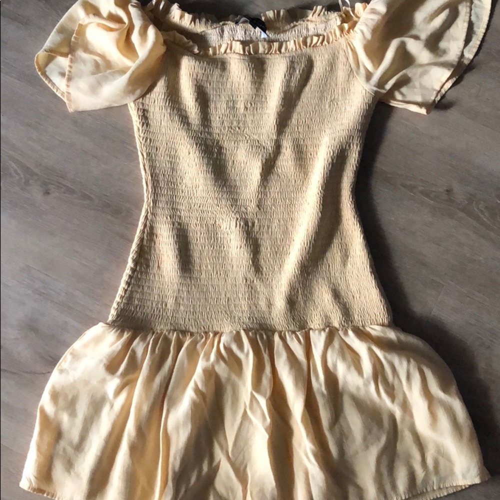 Blue blush butter yellow dress